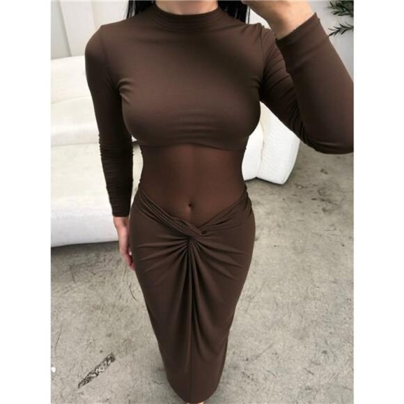 Long Sleeve Ruched Bodycon Dress - Picture 6 of 6